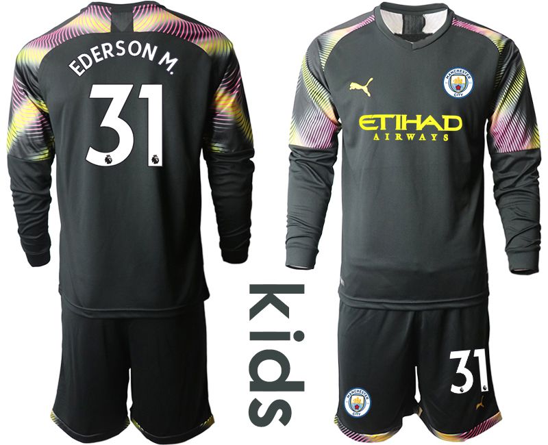 Youth 2019-2020 club Manchester City black goalkeeper Long sleeve #31 Soccer Jerseys